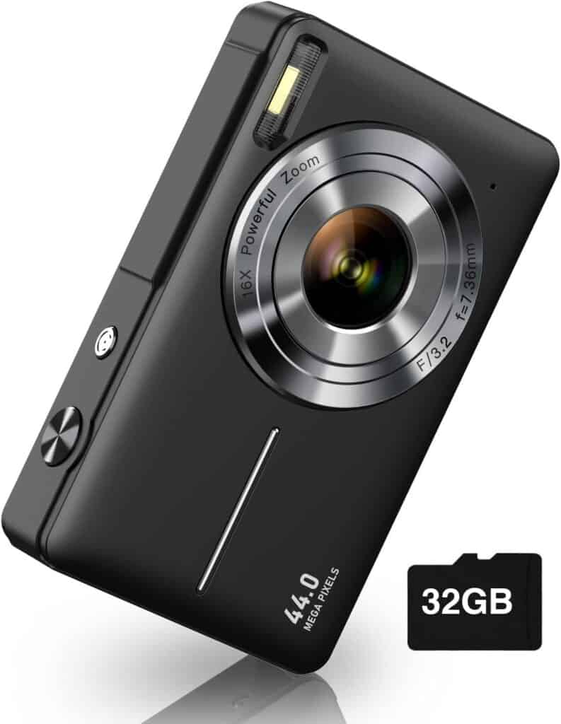 Top 5 Cheap Cameras Under $49.99 | Best Affordable and Inexpensive Digital Cameras CAMKORY Digital Camera, FHD 1080P Kids Camera 44MP Point and Shoot Digital Cameras with 32GB SD Card, 16X Zoom, Two Batteries, Lanyard, Compact Small Camera for Kids Boys Girls